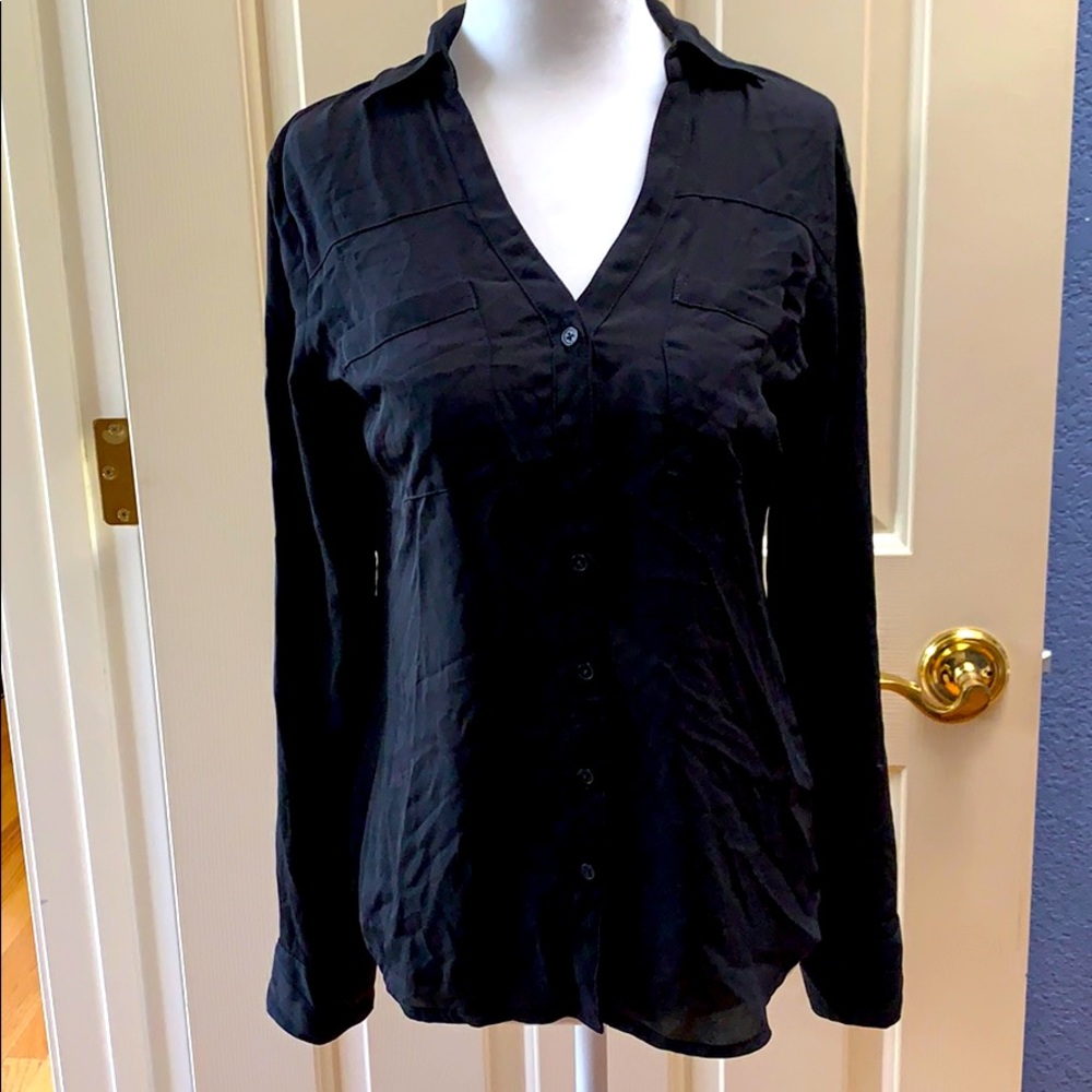 Express black button down